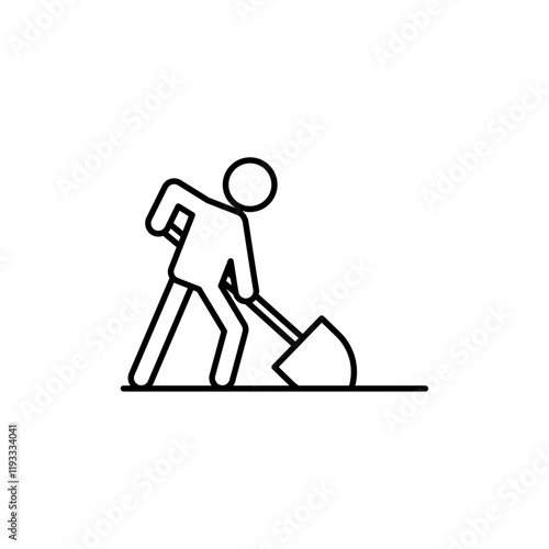 Worker digging icon Flat illustration sign