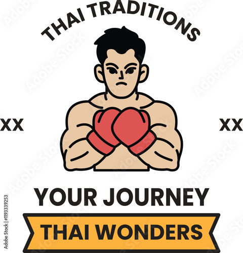 illustration in the concept of Muay Thai in line style