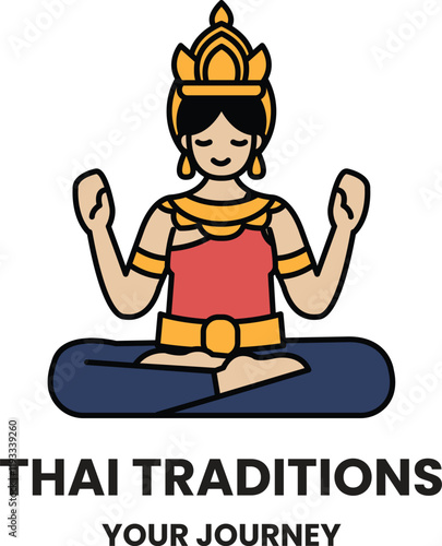 illustration in the concept of Thai dancer in line style