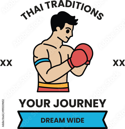 illustration in the concept of Muay Thai in line style