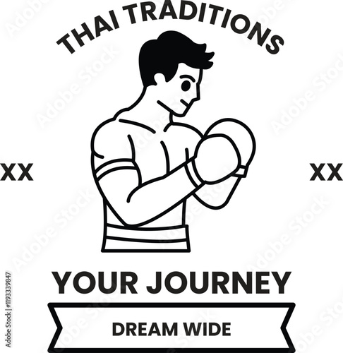 illustration in the concept of Muay Thai in line style
