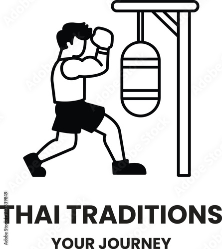 illustration in the concept of Muay Thai in line style