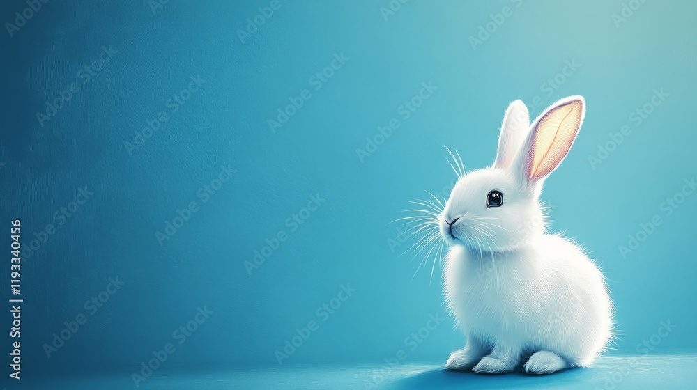 Obraz premium white rabbit on blue background