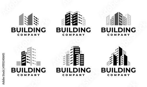 building logo template for real estate company. collection of building logo for apartment company.