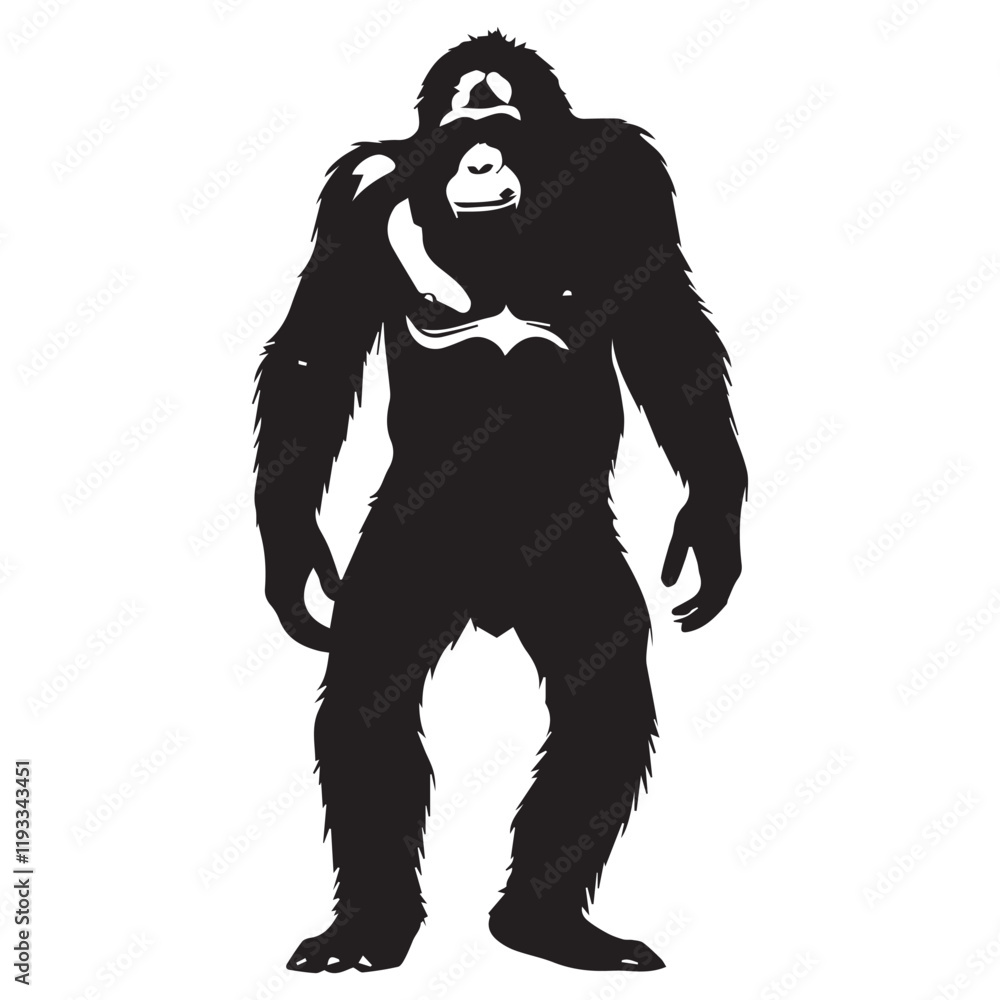 Powerful Silhouetted Gorilla Standing Strong Powerful Silhouetted Gorilla Standing Strong