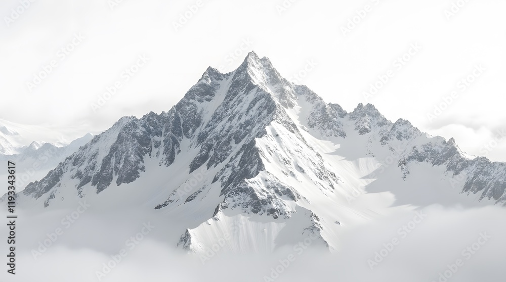 Professional monochrome photography of a snowy mountain peak. Graphic black and white poster of a snow covered mountain range. Landscape shot for interior painting Professional monochrome photography of a snowy mountain peak. Graphic black and white poster of a snow covered mountain range. Landscape shot for interior painting