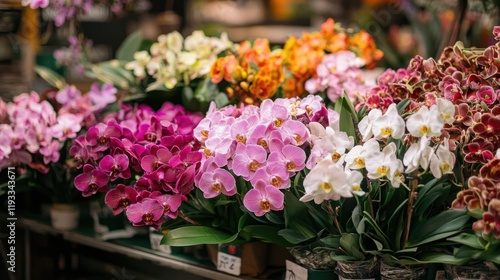 Wallpaper Mural A market stall selling Chinese New Year flowers like plum blossoms and orchids Torontodigital.ca