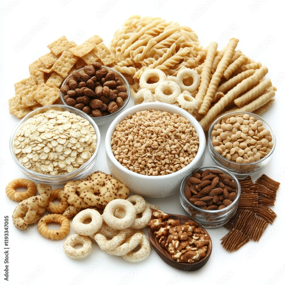 A detailed close-up showcasing an assortment of snacks and nuts arranged in various bowls, highlighting their textures and colors. A detailed close-up showcasing an assortment of snacks and nuts arranged in various bowls, highlighting their textures and colors.