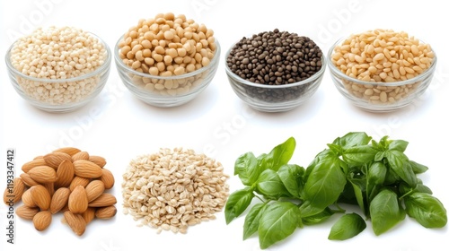 A detailed close-up showcasing an assortment of nuts alongside various other delectable food items, highlighting their textures and colors.