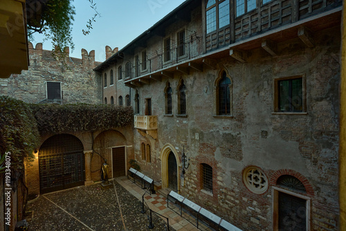 Historic courtyard of Juliet's House in Verona, Italy