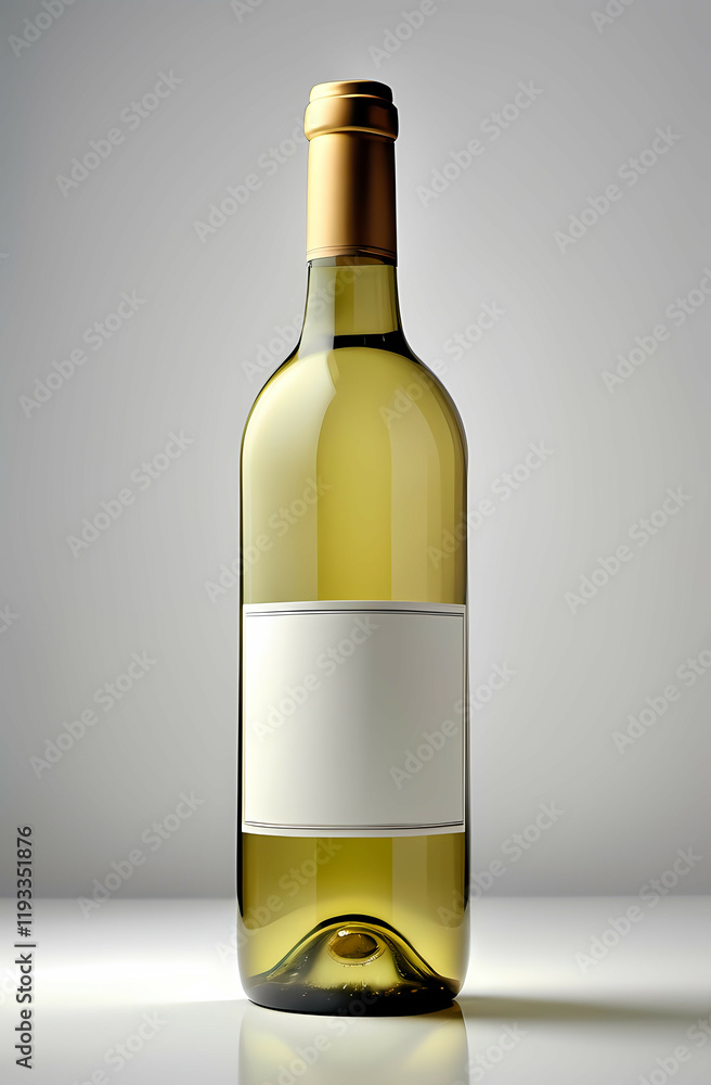 A short, wide white wine bottle with clear glass Generative AI A short, wide white wine bottle with clear glass Generative AI