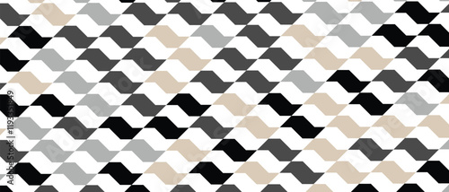 Sao Paulo sidewalk pattern classic elegance. Famous beach pavement in Brazil. Repeated black and white curved texture in Portuguese pavement style. Wall or floor mosaic tile background