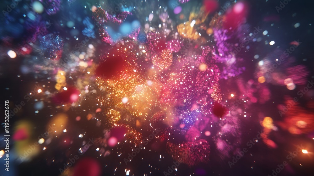 Colorful Abstract Background with Bright Particles and Effects Colorful Abstract Background with Bright Particles and Effects