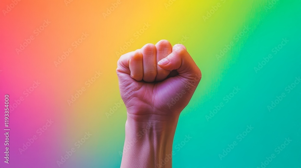 Power Fist Against a Rainbow Background Power Fist Against a Rainbow Background