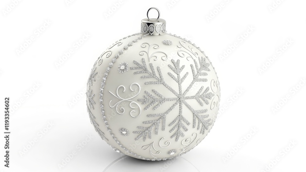 Elegant White Christmas Ornament 3D Render, Snowflake Design, Festive Decor, Christmas Ball Christmas Decoration, Winter Holiday Elegant White Christmas Ornament 3D Render, Snowflake Design, Festive Decor, Christmas Ball Christmas Decoration, Winter Holiday