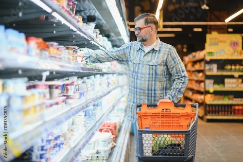 Photography Senior man at supermarket store