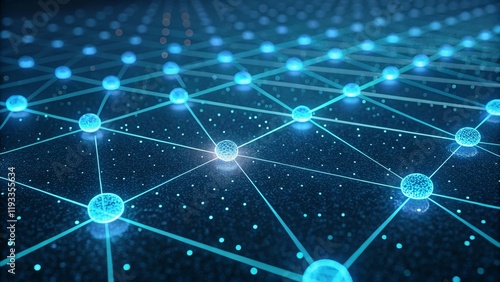 Glowing Network Abstract Blue Sphere Grid Composition, Digital Art, Connectivity Concept, Network Technology Network,Connectivity