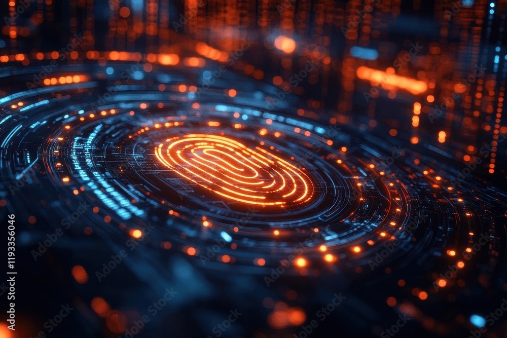 Fototapeta premium futuristic banner design depicting a secure digital environment for financial transactions, highlighting 2fa authentication and a fingerprint symbol alongside sleek, modern graphics