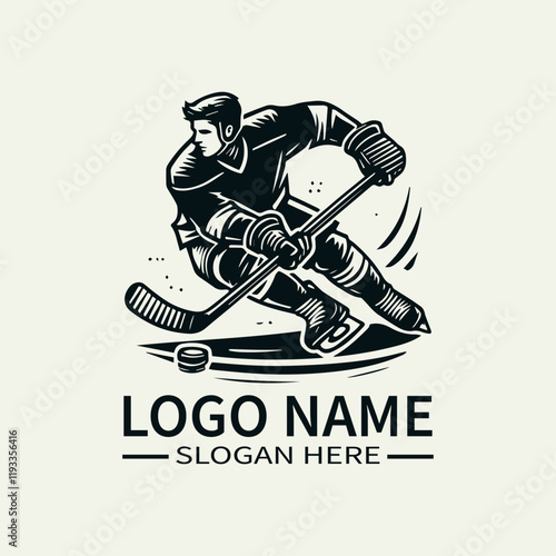 ice hockey vector logo design, Hipster Design. Emblems, poster templates. Vector illustration