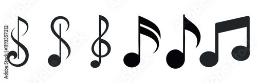 silhouette of a Music notes icon set black color simple clean art vector illustration on a white background 1