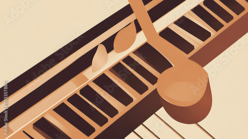Abstract Music Background Incorporating Piano Keys in Retro Style Art