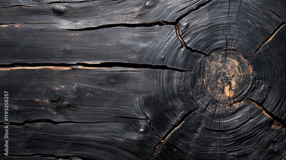 Fototapeta premium A detailed close-up view of a wooden cross-section, showcasing the intricate grain patterns and natural textures inherent in the wood.