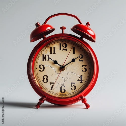 red alarm clock isolated on white