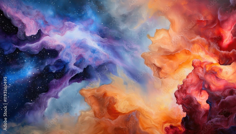 A vibrant cosmic scene featuring swirling clouds in shades of blue, orange, and red, evoking the beauty of the universe and celestial phenomena. A vibrant cosmic scene featuring swirling clouds in shades of blue, orange, and red, evoking the beauty of the universe and celestial phenomena.