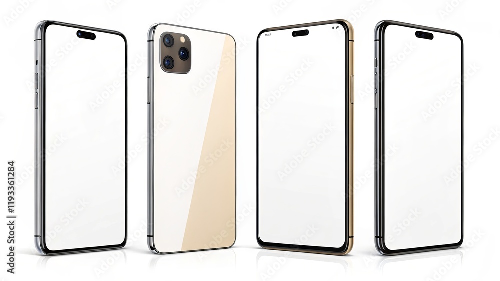 Triple Smartphone Mockup Gold, Black, Silver, Front and Back Views, 3D Render, Product Design Smartphone mockup, mobile phone Triple Smartphone Mockup Gold, Black, Silver, Front and Back Views, 3D Render, Product Design Smartphone mockup, mobile phone