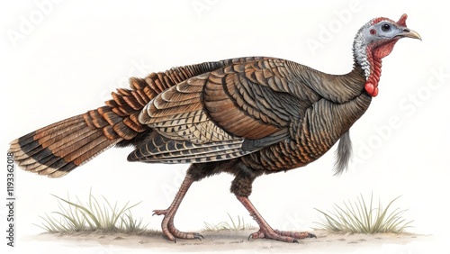 Wild Turkey Watercolor Illustration Detailed Avian Anatomy,Realistic Bird Art, Nature Concept Wild Turkey,Watercolor Painting