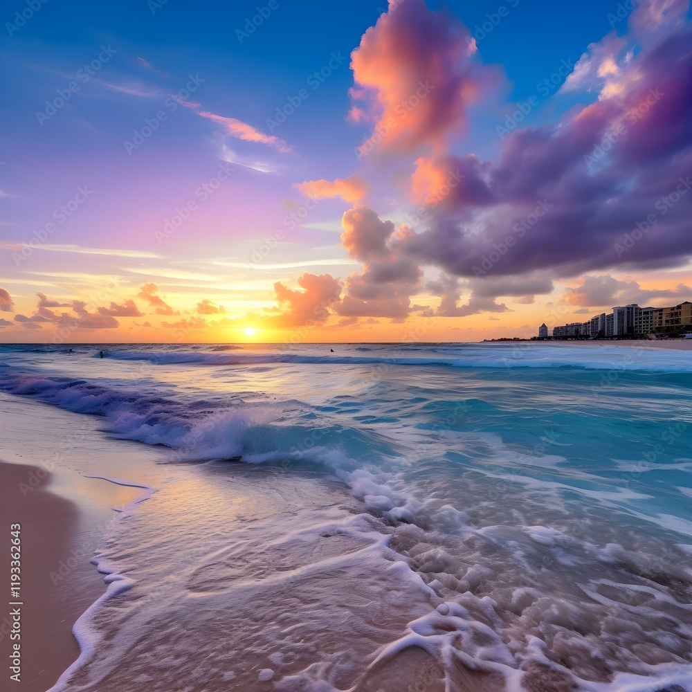 Obraz premium Beach Sunset with Clouds