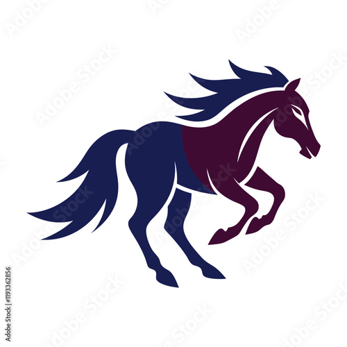 A dynamic mascot logo featuring a mustang horse in full gallop, embodying strength, speed, and freedom, perfect for sports teams or brands looking for energy and boldness.