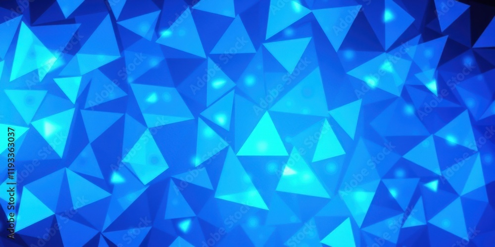 Obraz premium Abstract Blue Triangular Geometric Pattern with Glowing Highlights