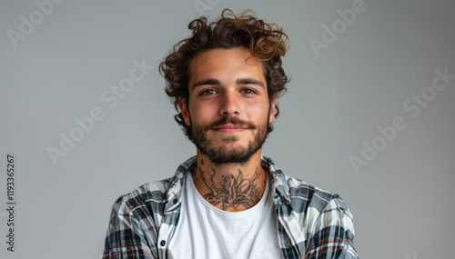 Caucasian man in comfortable, everyday outfits that transition seamlessly from casual to professional, this scene is set against a clear white backdrop.