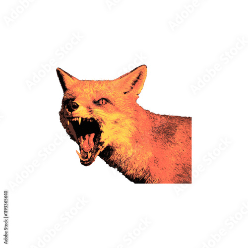 Angry fox that is ready to maul. Very defined pixel effect, 8bit view. 