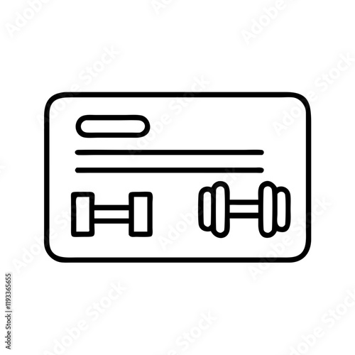 gym membership card icon, gym membership card line art - simple line art of gym membership card, perfect for gym membership card logos and icons and themed design