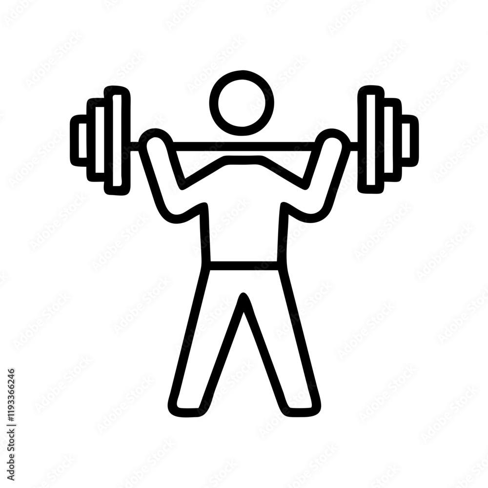 person lifting weights icon, person lifting weights line art - simple line art of person lifting weights, perfect for person lifting weights logos and icons and themed design