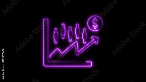 Wallpaper Mural Glowing Neon Stock Market Icon, Financial Trading and Investment Symbol, HD Motion Graphic Video on Black Background Torontodigital.ca