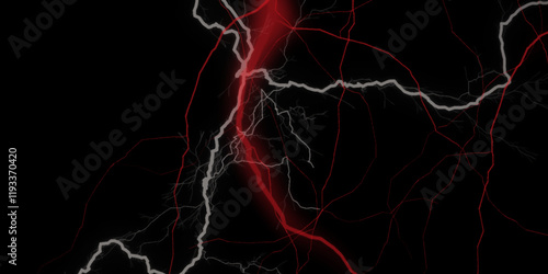 Pink burdock flower petal strings isolated on black background, top view. Abstract background shape design template, futuristic background. Lightning bolt. thunder lighting on black sky. 