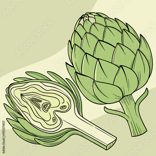 artichoke on a wooden table