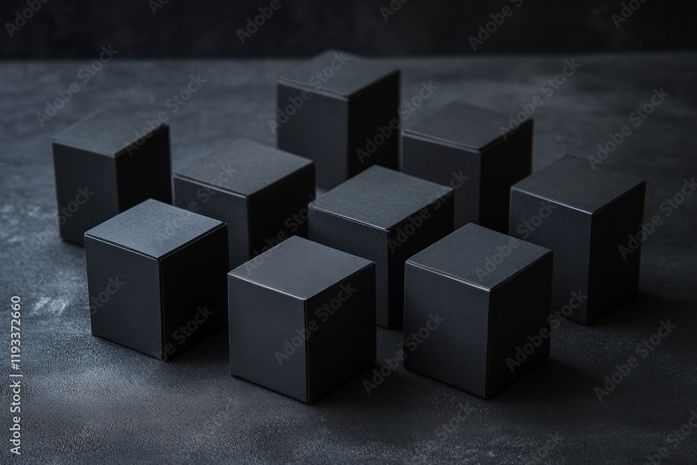 Dark cubes arranged on dark surface. Dark cubes arranged on dark surface.