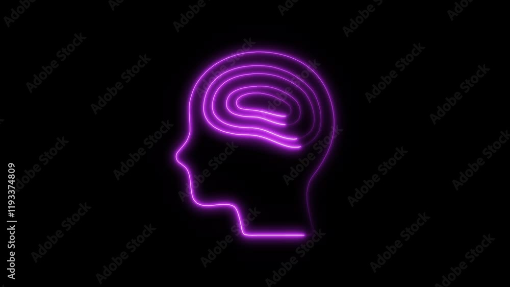 Glowing Neon Psychosis Icon, Mental Health Awareness Symbol, HD Motion Graphic Video on Black Background Glowing Neon Psychosis Icon, Mental Health Awareness Symbol, HD Motion Graphic Video on Black Background