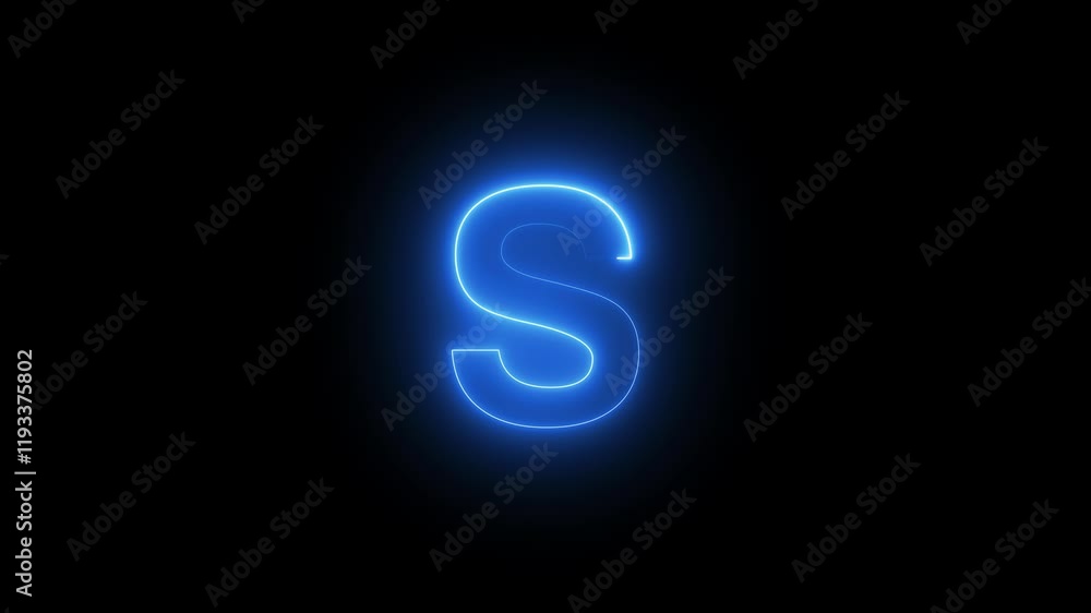 Capital letter S with a blue neon effect and color motion animation video footage in 4K. Capital letter S with a blue neon effect and color motion animation video footage in 4K.