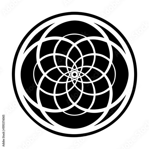 Glyph style icon of sacred geometry