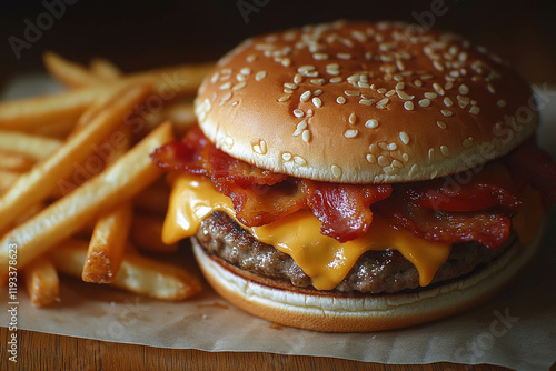 Bacon Cheeseburger And Fries