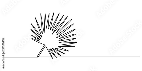 Palmetto Leaves Continuous Line Drawing, One single line drawing palm faux areca leaf vector illustration. Tropical leaves minimalistic style, floral pattern concept for poster, wall decor print, pro.