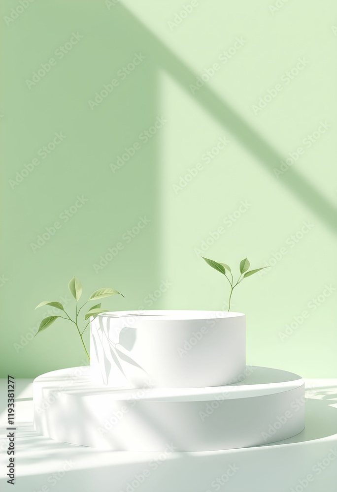 Minimalist product display, lightgreen background, generative ai Minimalist product display, lightgreen background, generative ai