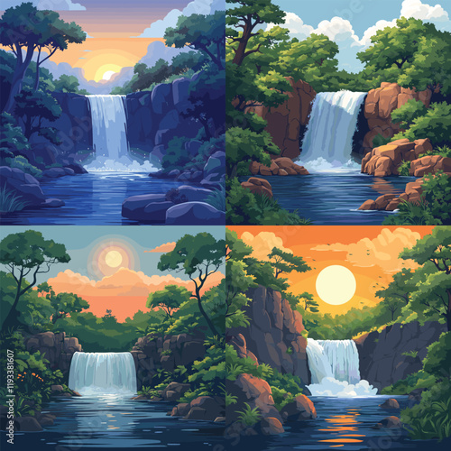  waterfall in the mountains ,waterfall in the forest