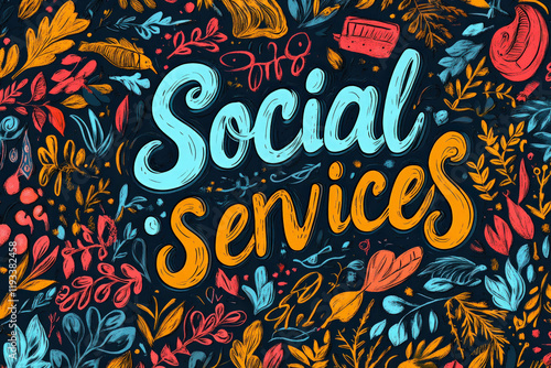 Social Services Text Illust...