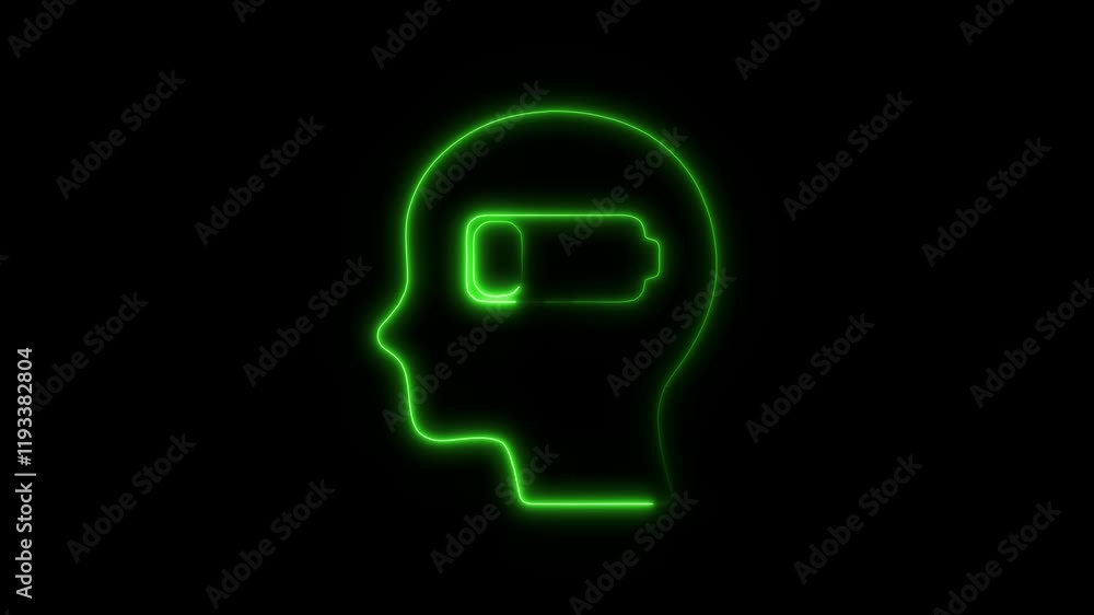 Glowing Neon Burnout Icon, Mental Health and Stress Awareness Symbol, HD Motion Graphic Animation on Black Background Glowing Neon Burnout Icon, Mental Health and Stress Awareness Symbol, HD Motion Graphic Animation on Black Background